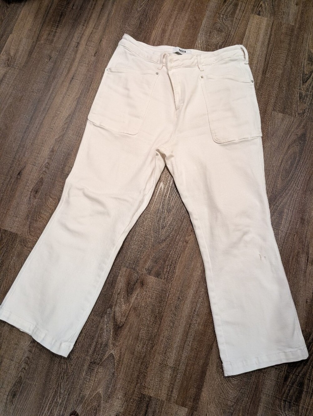 Mica White Super High Rise Patch Pocket Bootcut Jeans